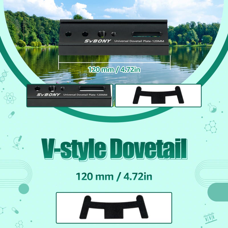 SVBONY SV219 Dovetail Mount Plate, 120mm 4.72 inches Universal Dovetail Plate Compatible with Vixen Dovetail Saddles, Telescope Accessories for OTA Equatorial Tripod Sky Astrophotography - Image 2